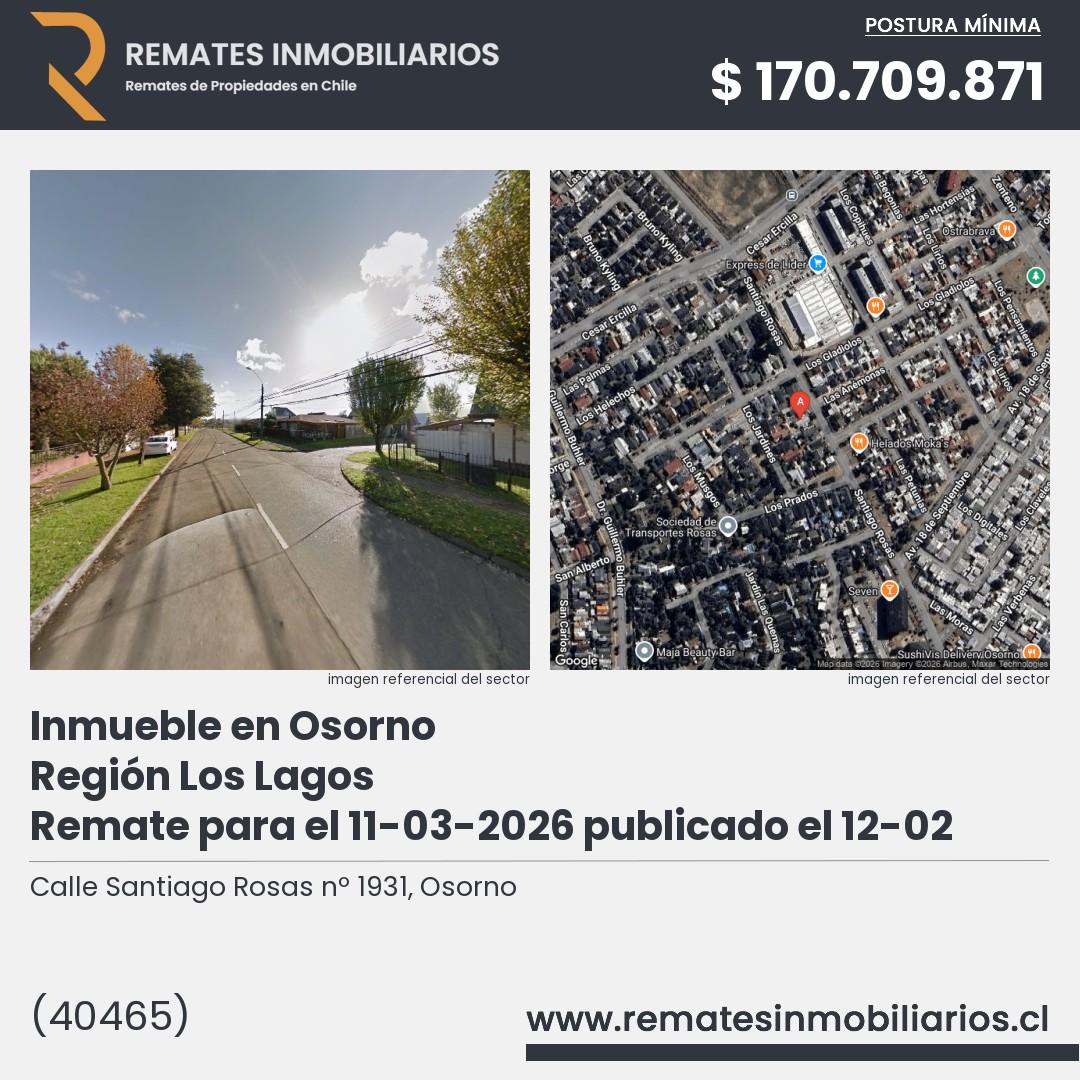 Imagen ficha Calle Santiago Rosas nº 1931, Osorno