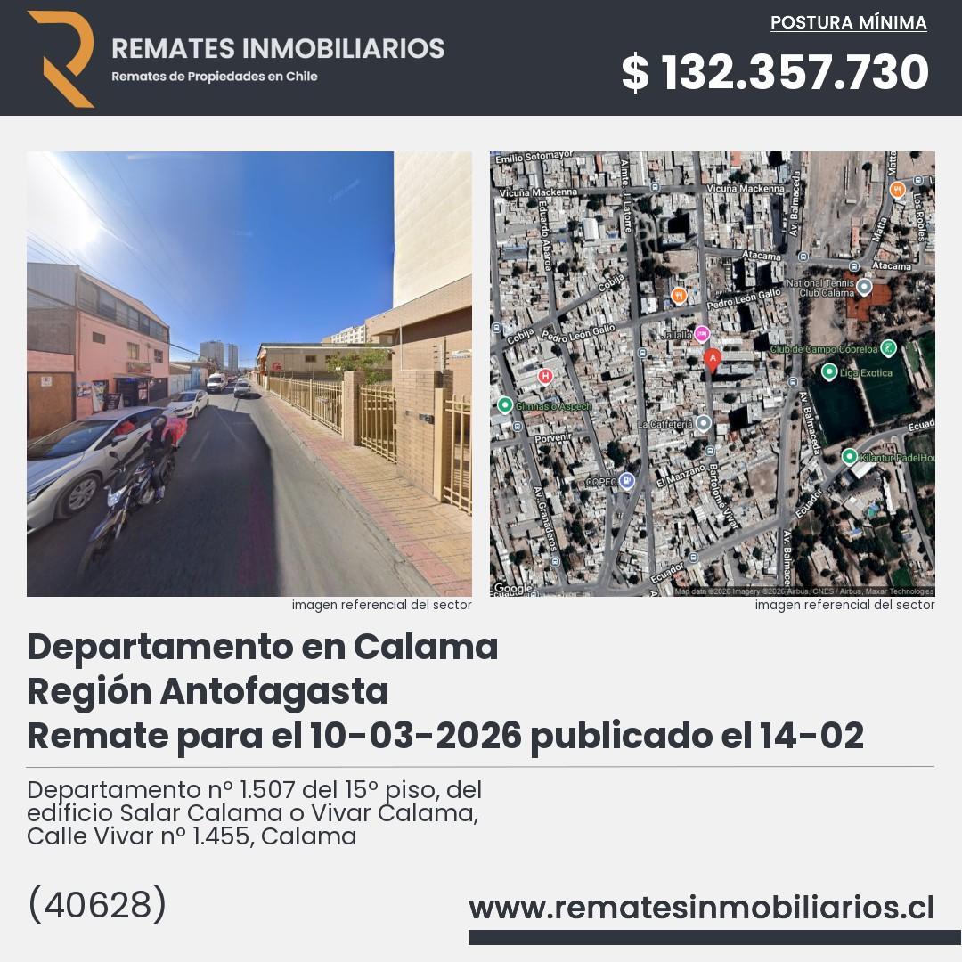 Imagen ficha Departamento nº 1.507 del 15º piso, del edificio Salar Calama o Vivar Calama, Calle Vivar nº 1.455, Calama