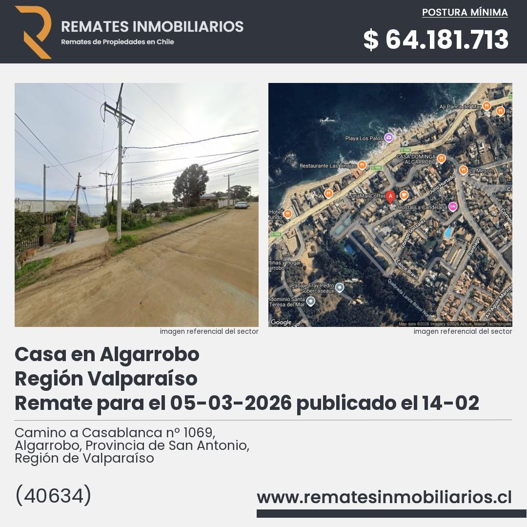 Imagen ficha Camino a Casablanca nº 1069, Algarrobo, Provincia de San Antonio, Región de Valparaíso