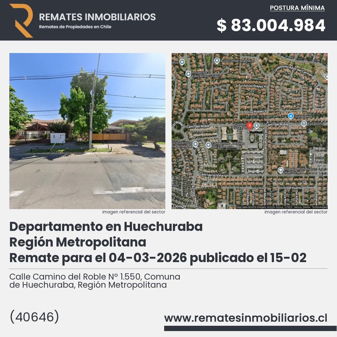 Imagen ficha Calle Camino del Roble Nº 1.550, Comuna de Huechuraba, Región Metropolitana