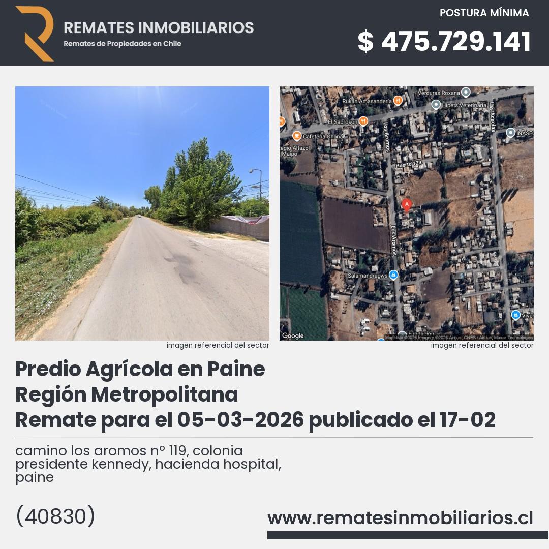 Imagen ficha camino los aromos nº 119, colonia presidente kennedy, hacienda hospital, paine