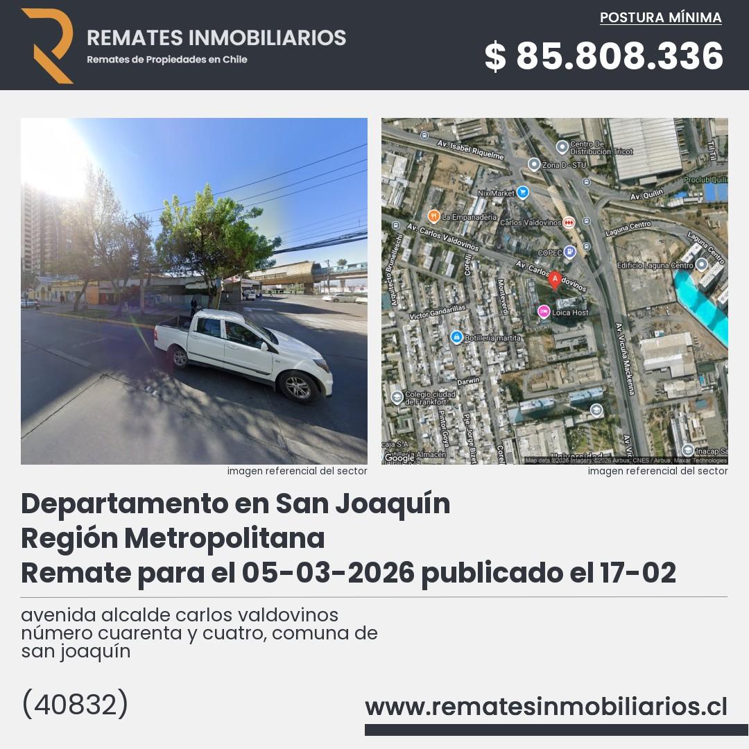 Imagen ficha avenida alcalde carlos valdovinos número cuarenta y cuatro, comuna de san joaquín