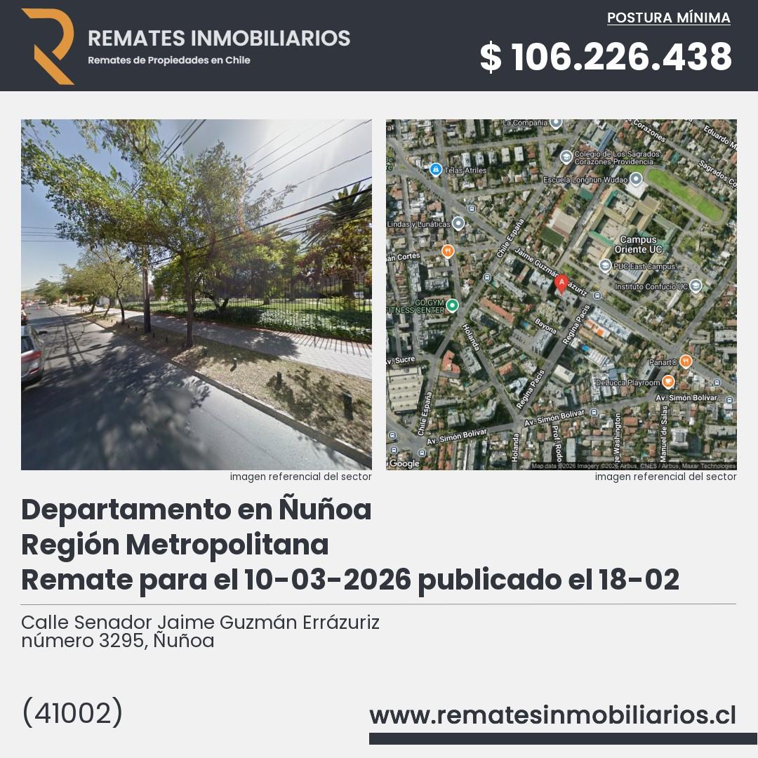 Imagen ficha Calle Senador Jaime Guzmán Errázuriz número 3295, Ñuñoa