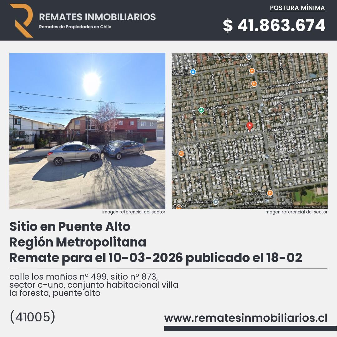 Imagen ficha calle los mañios nº 499, sitio nº 873, sector c-uno, conjunto habitacional villa la foresta, puente alto