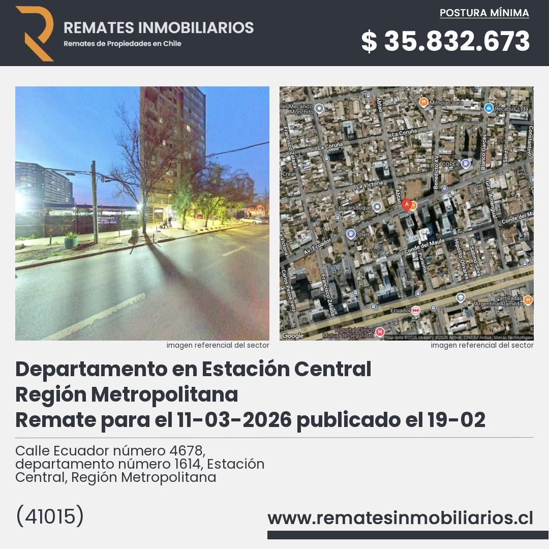 Imagen ficha Calle Ecuador número 4678, departamento número 1614, Estación Central, Región Metropolitana
