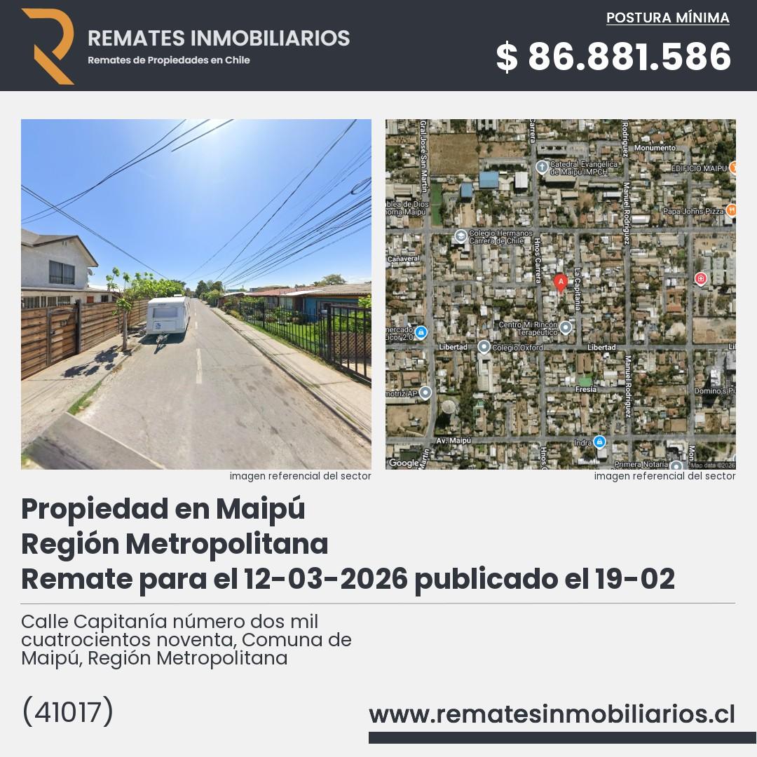 Imagen ficha Calle Capitanía número dos mil cuatrocientos noventa, Comuna de Maipú, Región Metropolitana