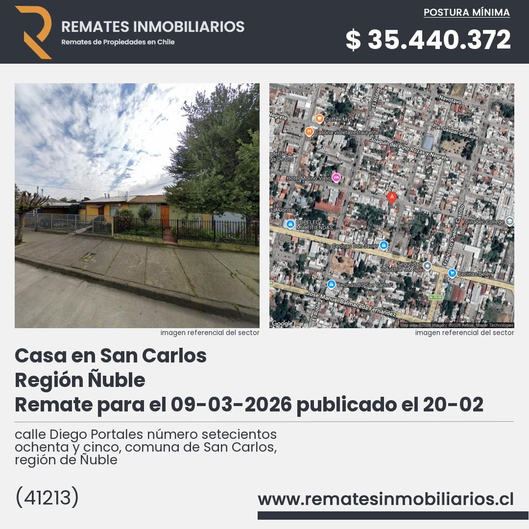 Imagen ficha calle Diego Portales número setecientos ochenta y cinco, comuna de San Carlos, región de Ñuble