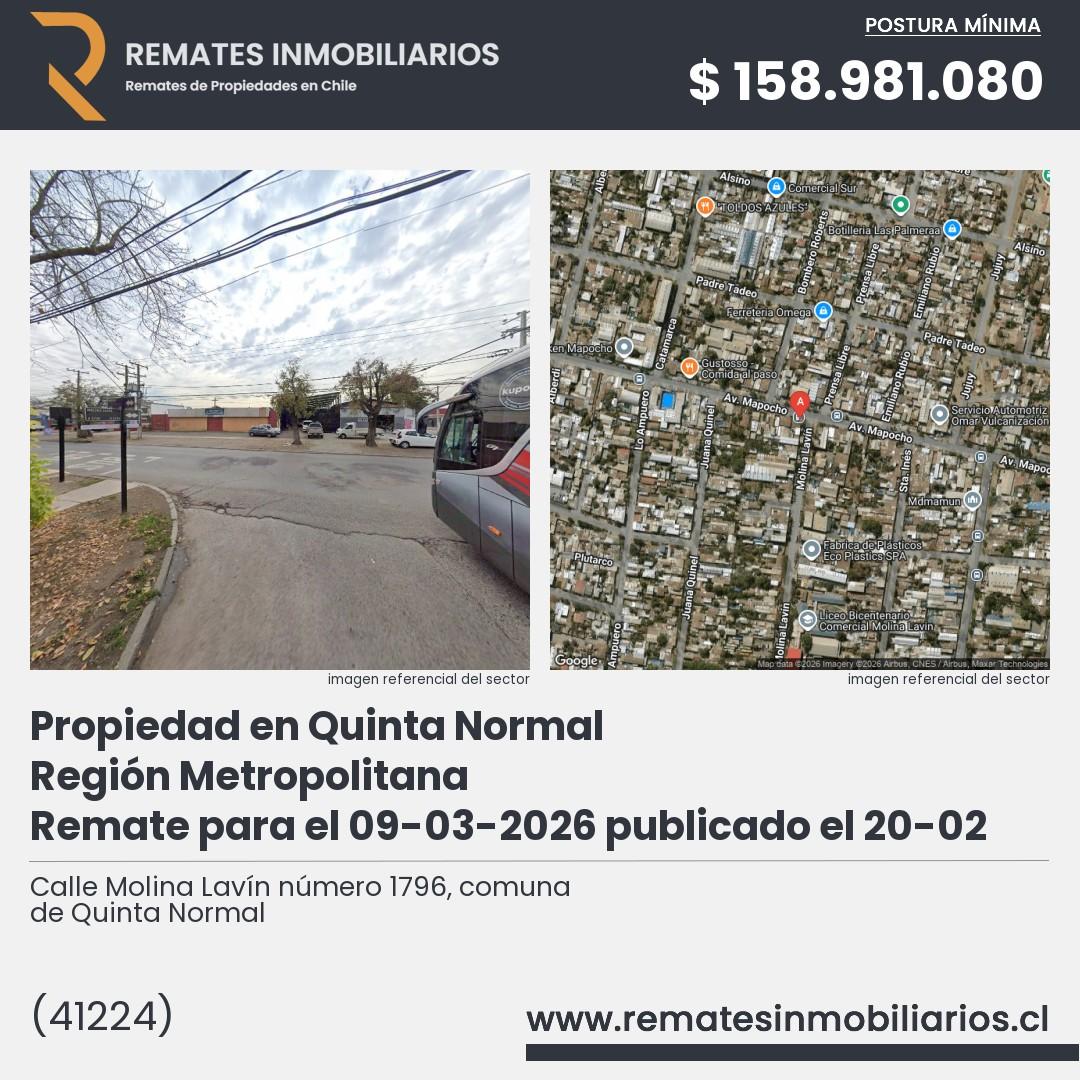 Imagen ficha Calle Molina Lavín número 1796, comuna de Quinta Normal