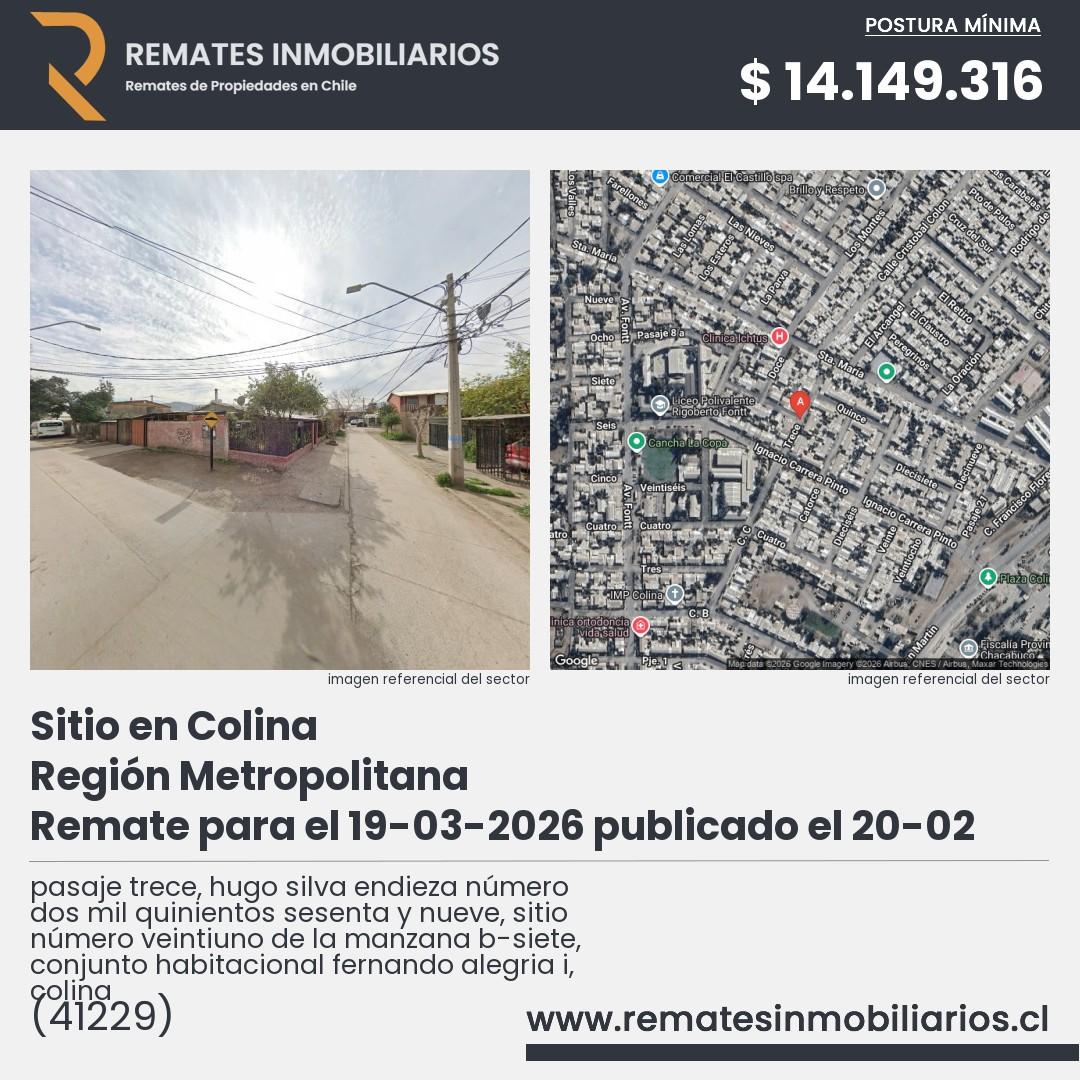 Imagen ficha pasaje trece, hugo silva endieza número dos mil quinientos sesenta y nueve, sitio número veintiuno de la manzana b-siete, conjunto habitacional fernando alegria i, colina
