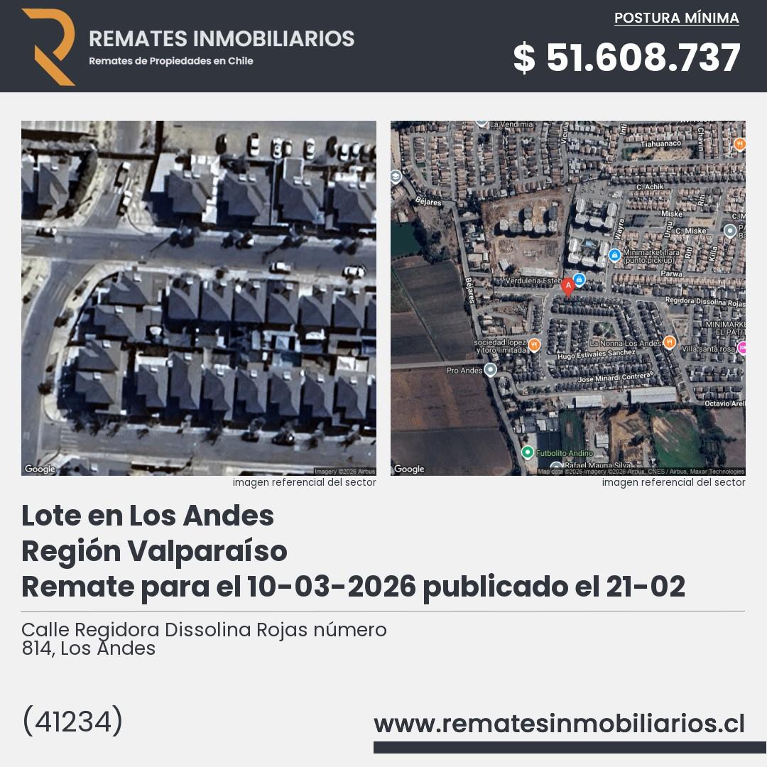 Imagen ficha Calle Regidora Dissolina Rojas número 814, Los Andes