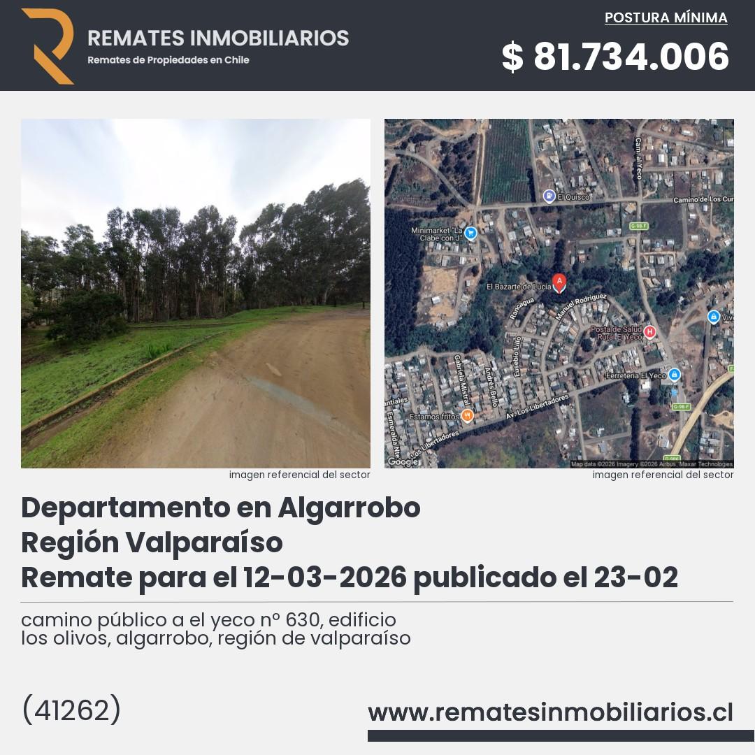 Imagen ficha camino público a el yeco nº 630, edificio los olivos, algarrobo, región de valparaíso