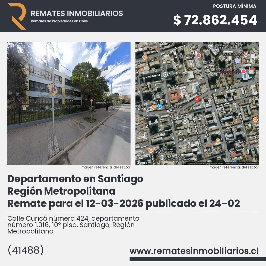 Imagen ficha Calle Curicó número 424, departamento número 1.016, 10° piso, Santiago, Región Metropolitana