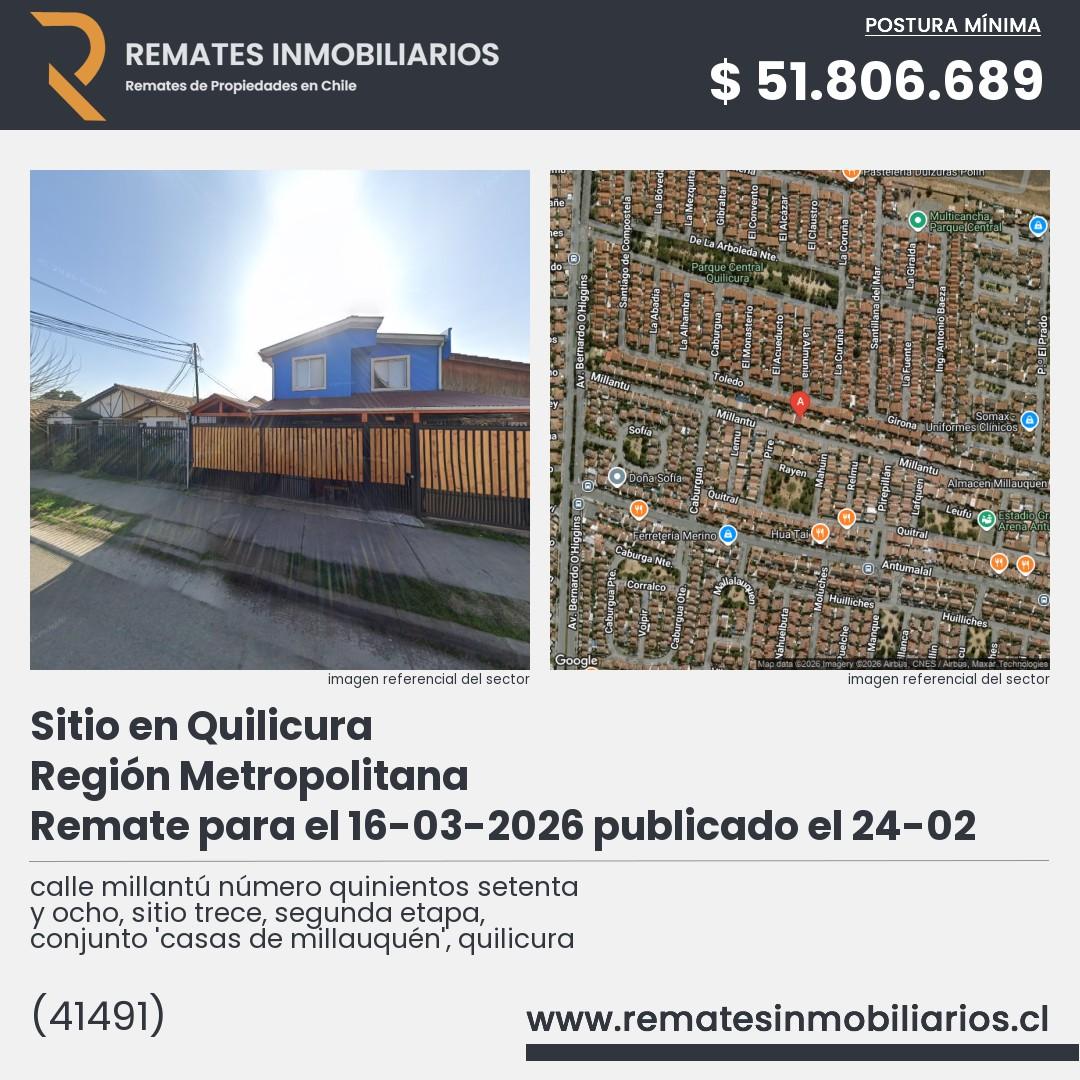 Imagen ficha calle millantú número quinientos setenta y ocho, sitio trece, segunda etapa, conjunto 