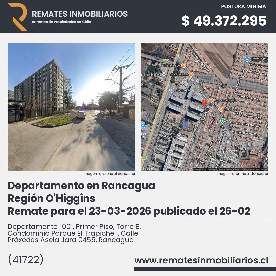 Imagen ficha Departamento 1001, Primer Piso, Torre B, Condominio Parque El Trapiche I, Calle Práxedes Asela Jara 0455, Rancagua