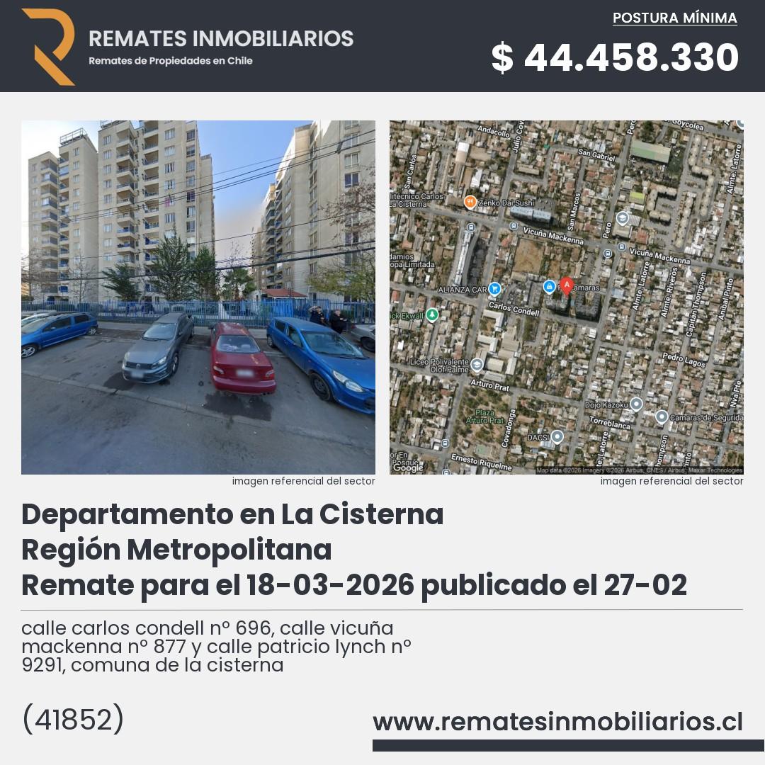 Imagen ficha calle carlos condell nº 696, calle vicuña mackenna nº 877 y calle patricio lynch nº 9291, comuna de la cisterna