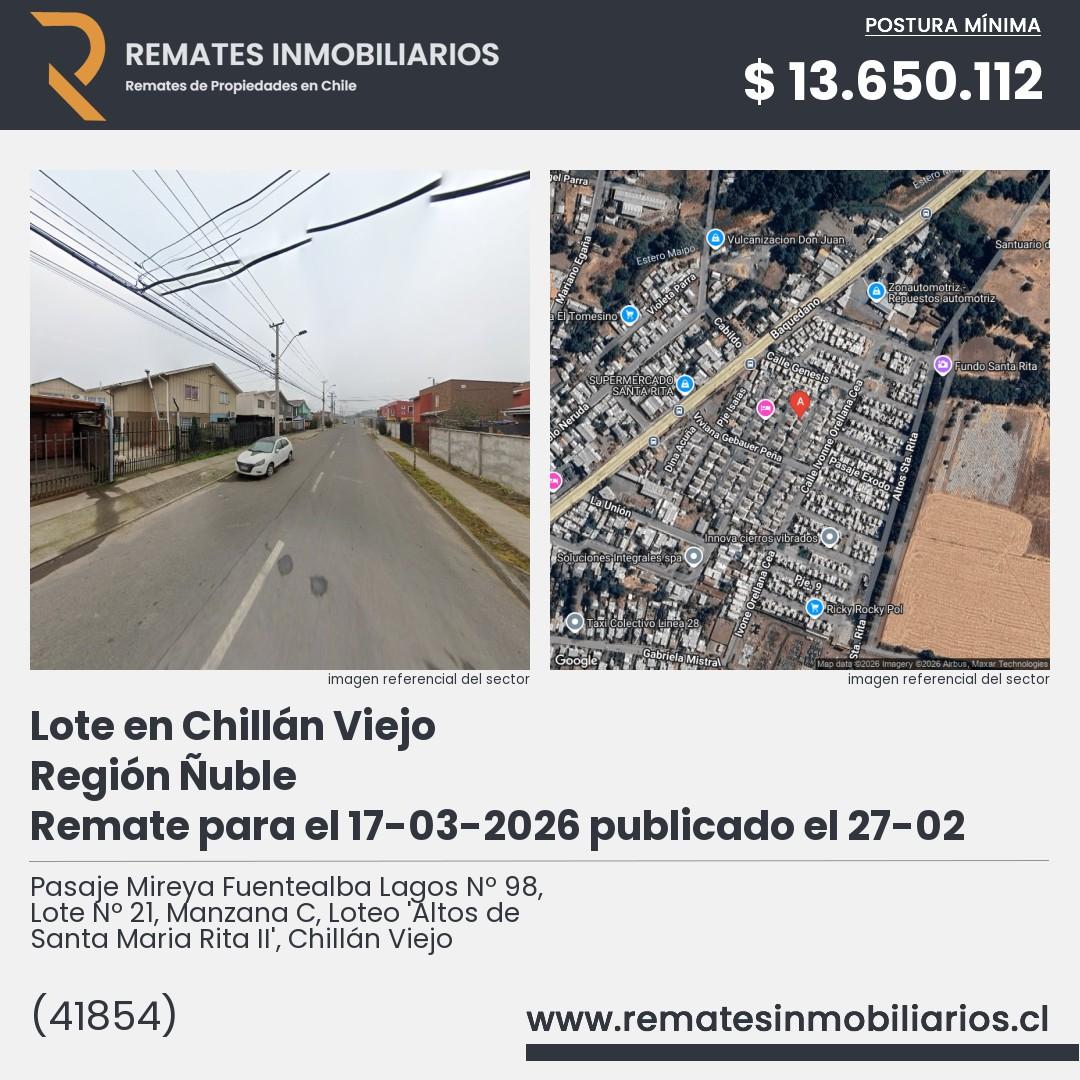 Imagen ficha Pasaje Mireya Fuentealba Lagos Nº 98, Lote Nº 21, Manzana C, Loteo 