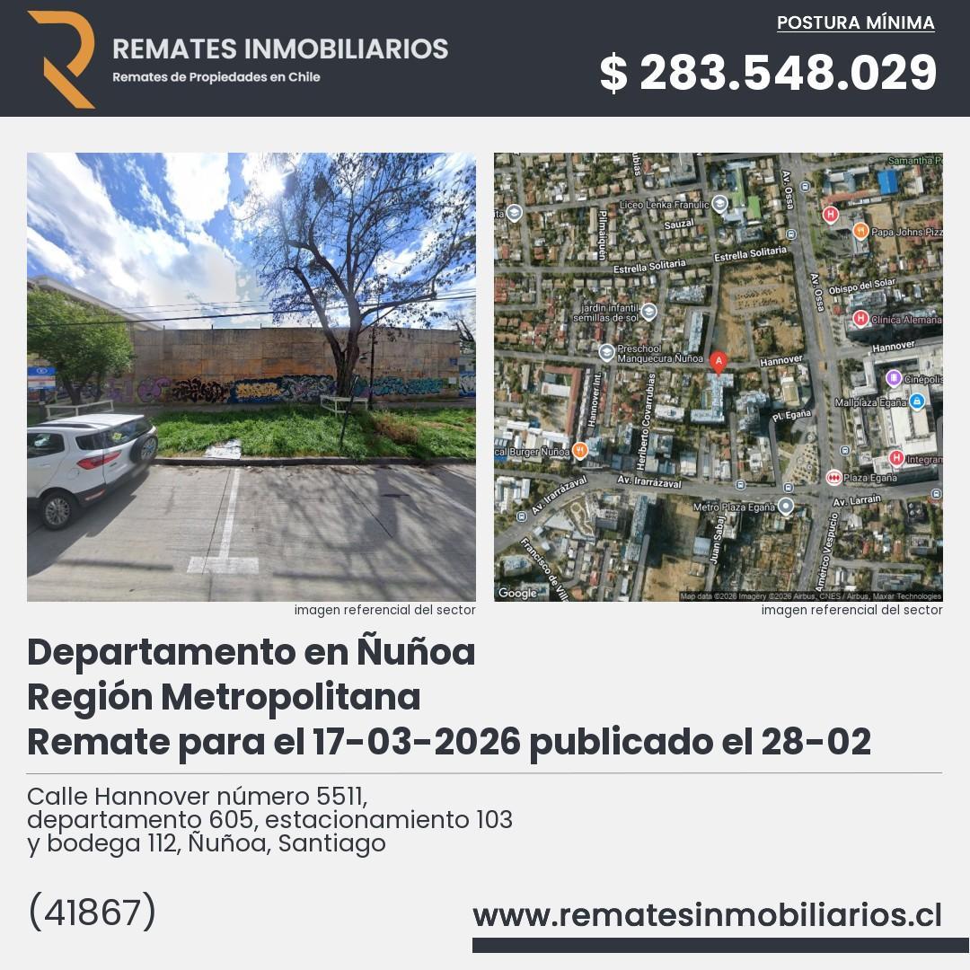 Imagen ficha Calle Hannover número 5511, departamento 605, estacionamiento 103 y bodega 112, Ñuñoa, Santiago