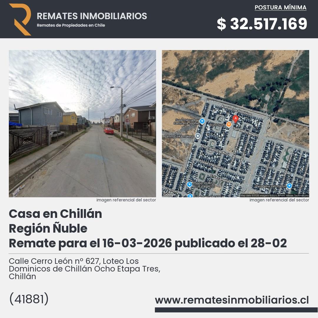 Imagen ficha Calle Cerro León nº 627, Loteo Los Dominicos de Chillán Ocho Etapa Tres, Chillán