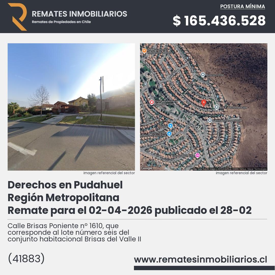 Imagen ficha Calle Brisas Poniente nº 1610, que corresponde al lote número seis del conjunto habitacional Brisas del Valle II