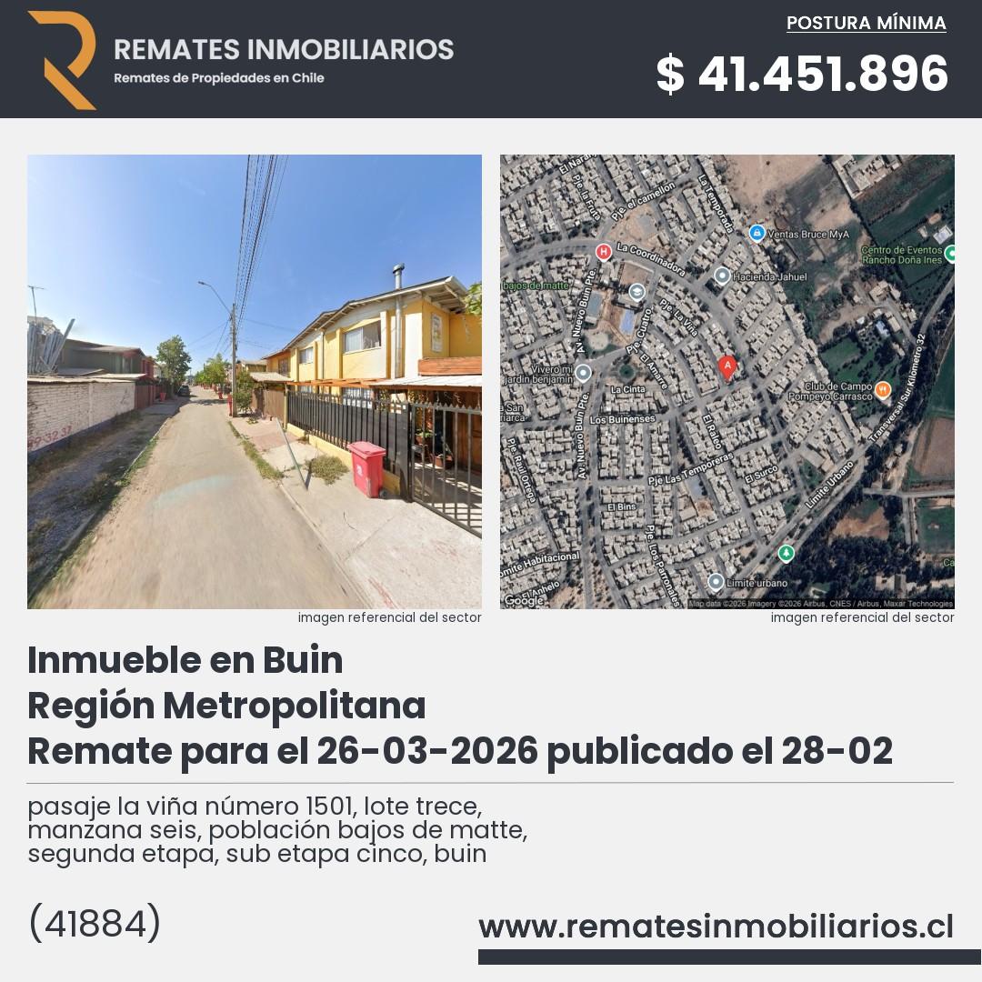 Imagen ficha pasaje la viña número 1501, lote trece, manzana seis, población bajos de matte, segunda etapa, sub etapa cinco, buin