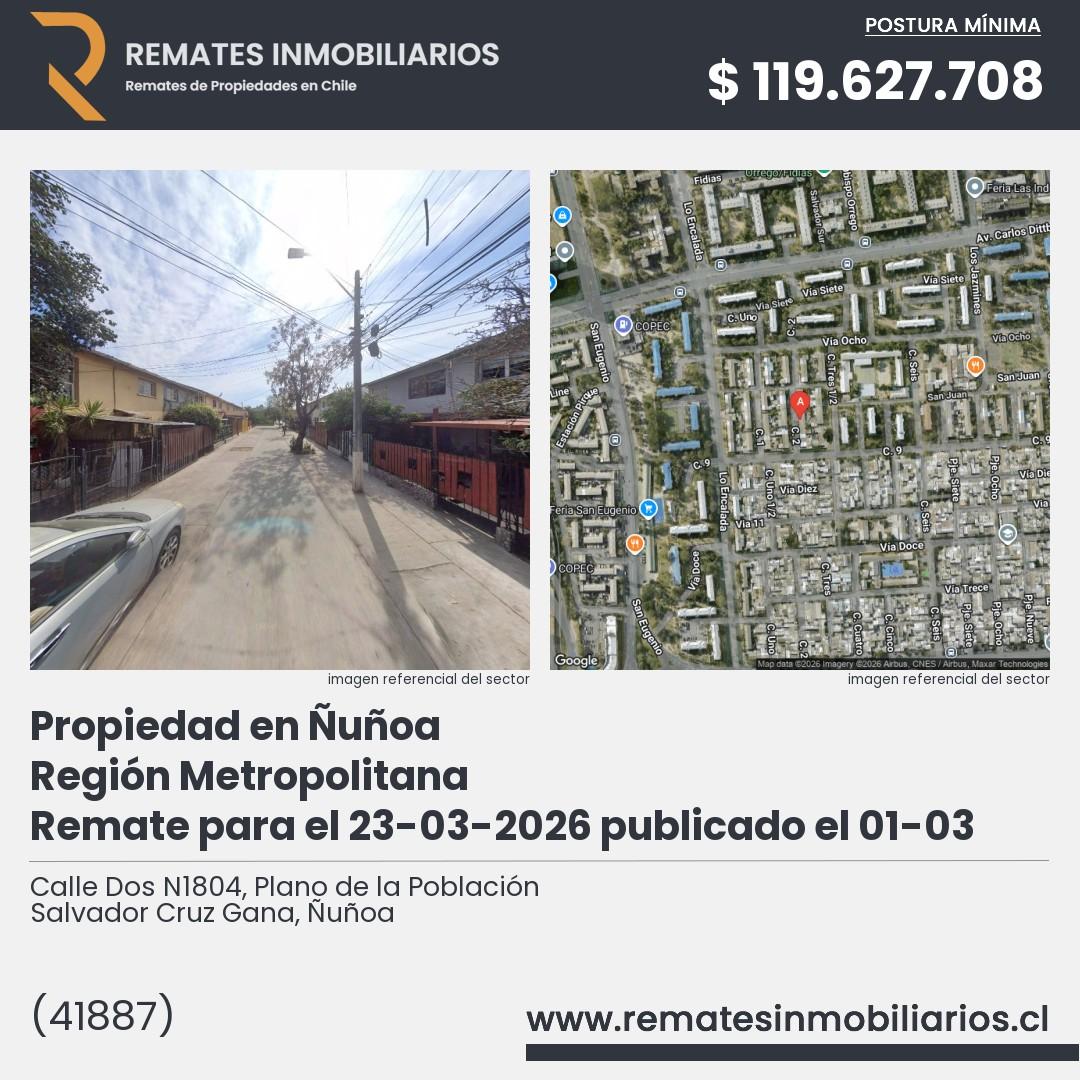 Imagen ficha Calle Dos N1804, Plano de la Población Salvador Cruz Gana, Ñuñoa