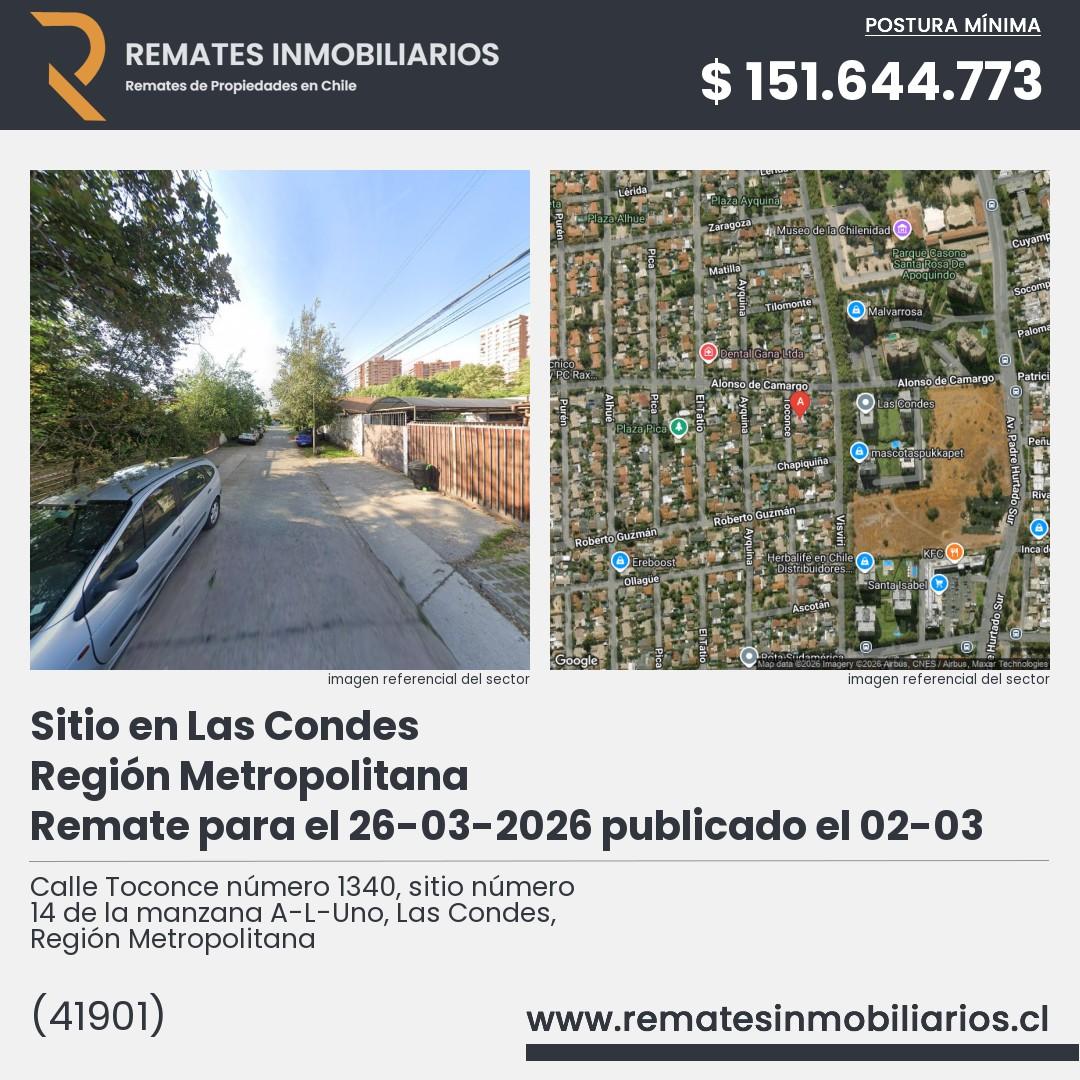 Imagen ficha Calle Toconce número 1340, sitio número 14 de la manzana A-L-Uno, Las Condes, Región Metropolitana