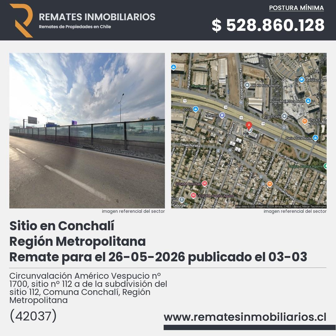 Imagen ficha Circunvalación Américo Vespucio nº 1700, sitio nº 112 a de la subdivisión del sitio 112, Comuna Conchalí, Región Metropolitana