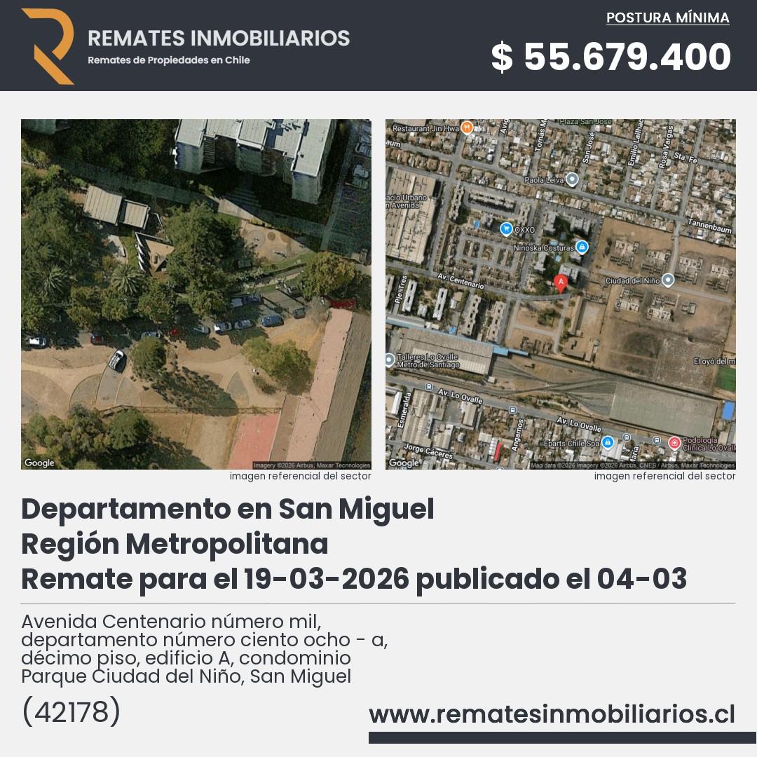 Imagen ficha Avenida Centenario número mil, departamento número ciento ocho - a, décimo piso, edificio A, condominio Parque Ciudad del Niño, San Miguel