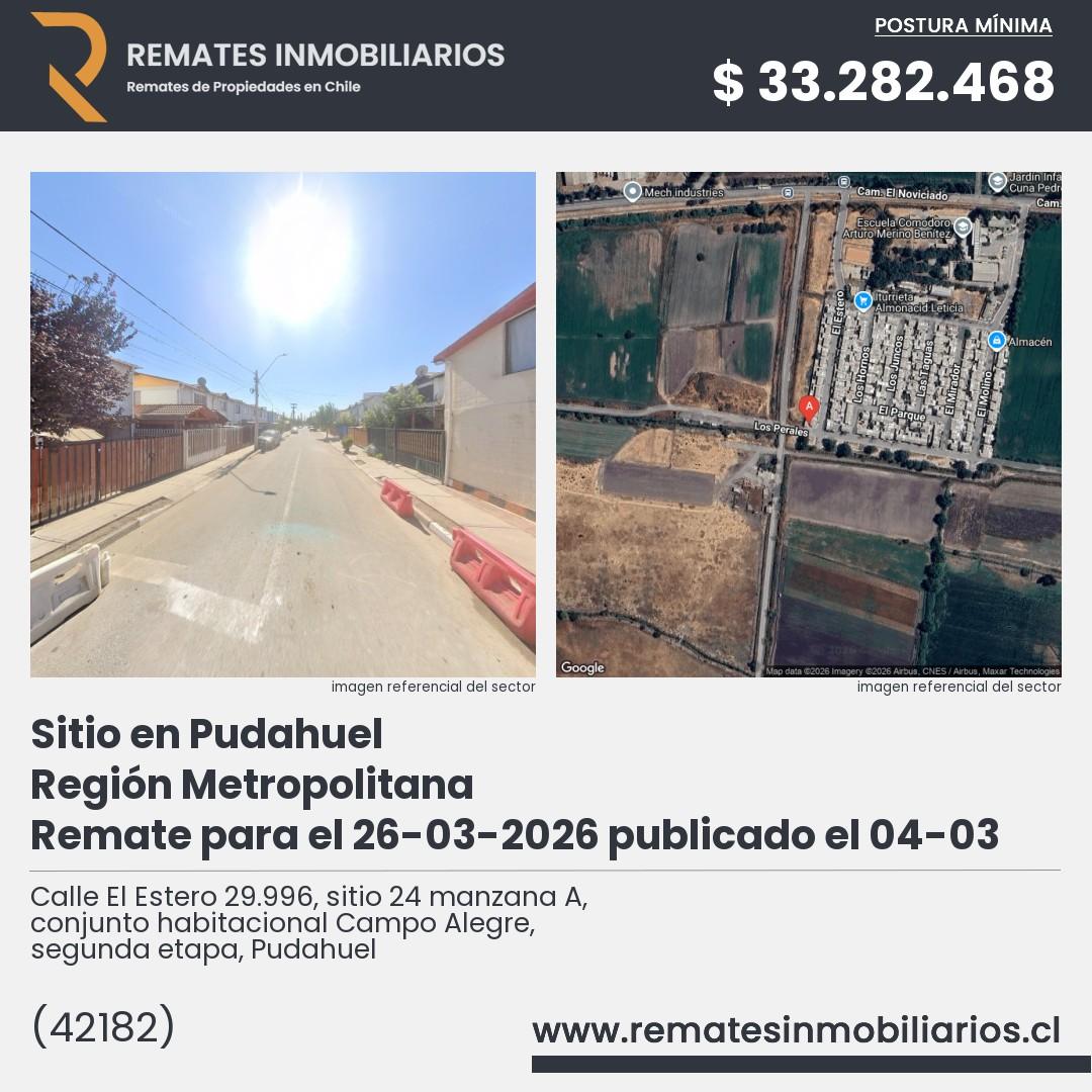 Imagen ficha Calle El Estero 29.996, sitio 24 manzana A, conjunto habitacional Campo Alegre, segunda etapa, Pudahuel