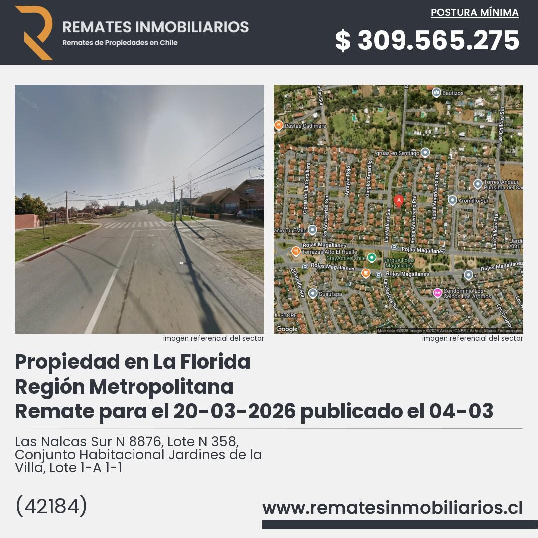Imagen ficha Las Nalcas Sur N 8876, Lote N 358, Conjunto Habitacional Jardines de la Villa, Lote 1-A 1-1