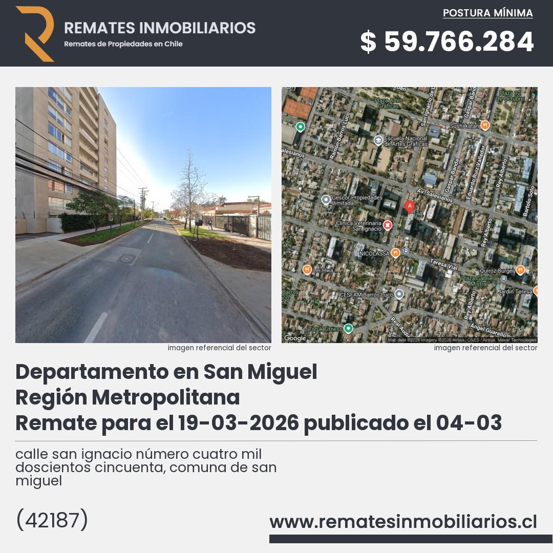 Imagen ficha calle san ignacio número cuatro mil doscientos cincuenta, comuna de san miguel