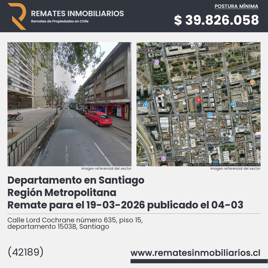 Imagen ficha Calle Lord Cochrane número 635, piso 15, departamento 1503B, Santiago