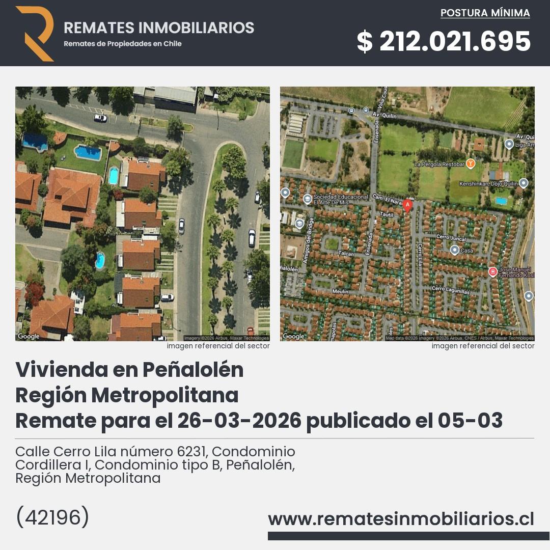 Imagen ficha Calle Cerro Lila número 6231, Condominio Cordillera I, Condominio tipo B, Peñalolén, Región Metropolitana