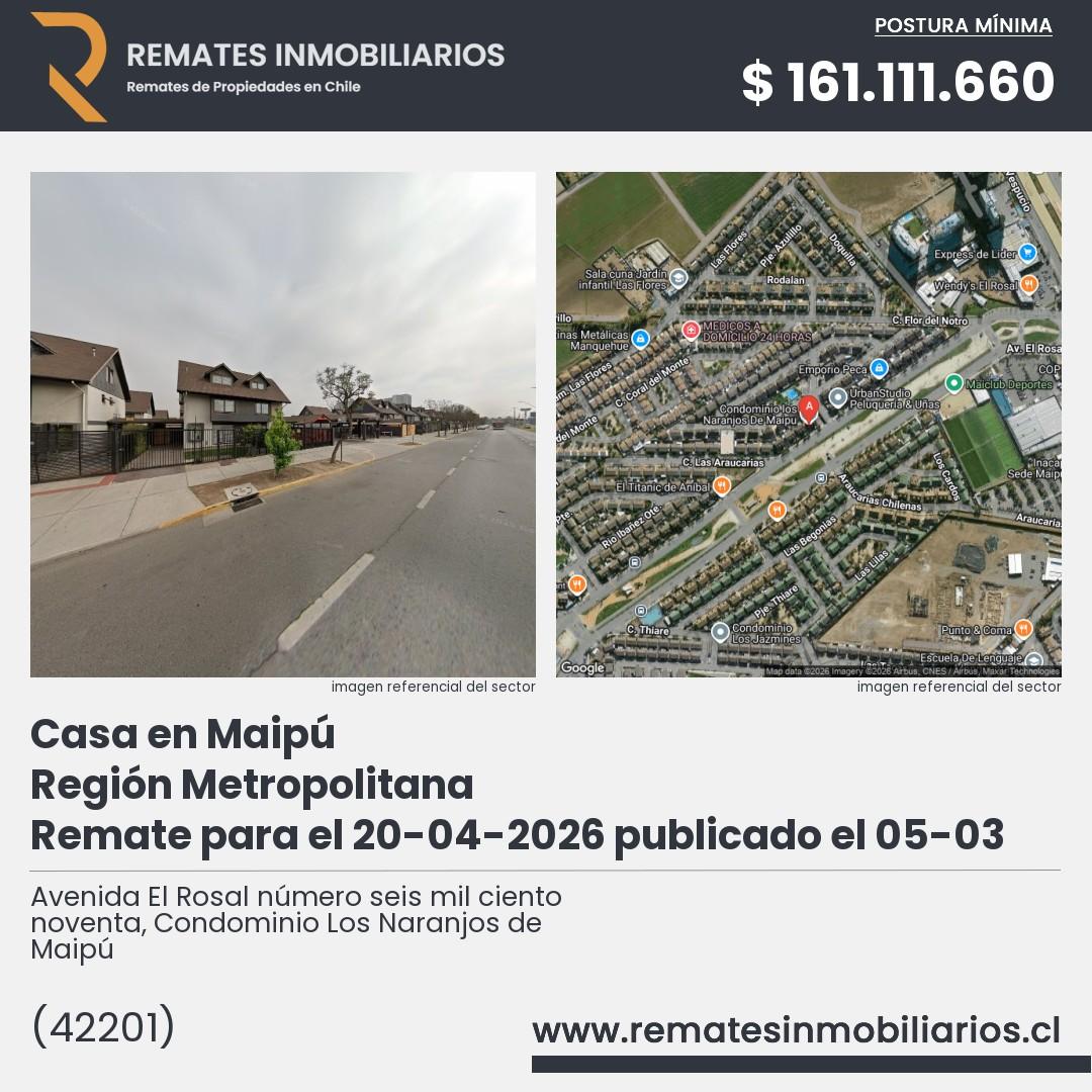Imagen ficha Avenida El Rosal número seis mil ciento noventa, Condominio Los Naranjos de Maipú