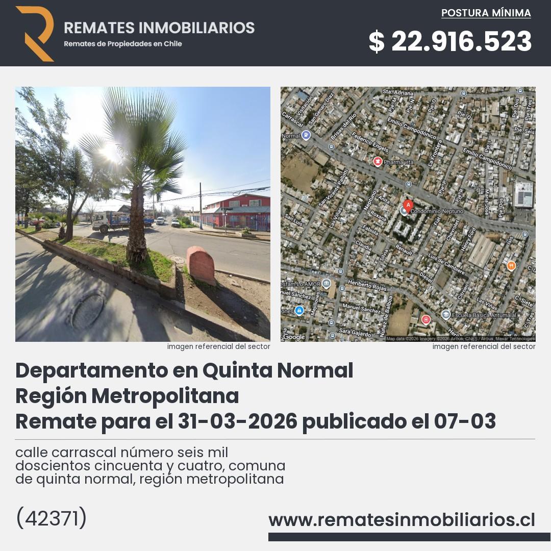 Imagen ficha calle carrascal número seis mil doscientos cincuenta y cuatro, comuna de quinta normal, región metropolitana