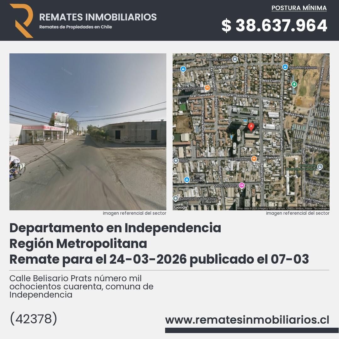 Imagen ficha Calle Belisario Prats número mil ochocientos cuarenta, comuna de Independencia