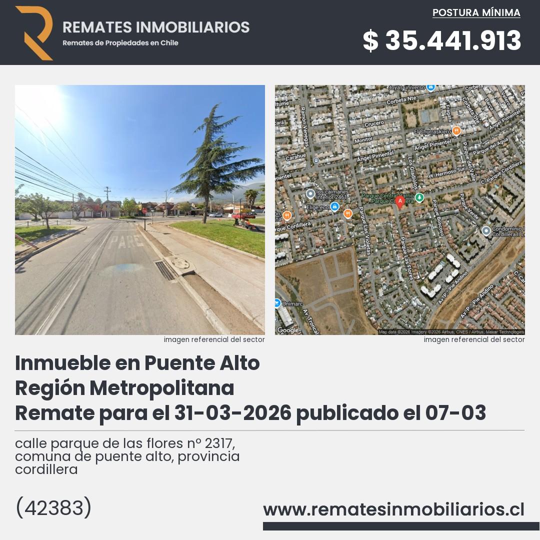 Imagen ficha calle parque de las flores nº 2317, comuna de puente alto, provincia cordillera