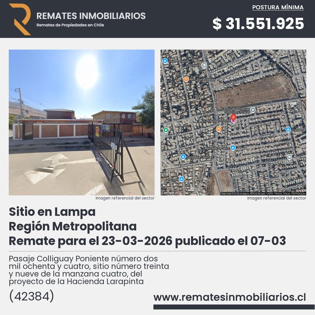 Imagen ficha Pasaje Colliguay Poniente número dos mil ochenta y cuatro, sitio número treinta y nueve de la manzana cuatro, del proyecto de la Hacienda Larapinta