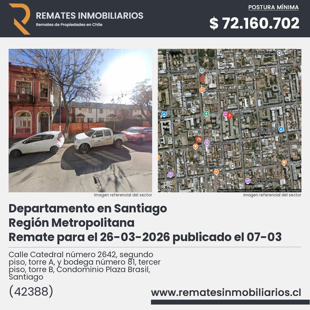 Imagen ficha Calle Catedral número 2642, segundo piso, torre A, y bodega número 81, tercer piso, torre B, Condominio Plaza Brasil, Santiago