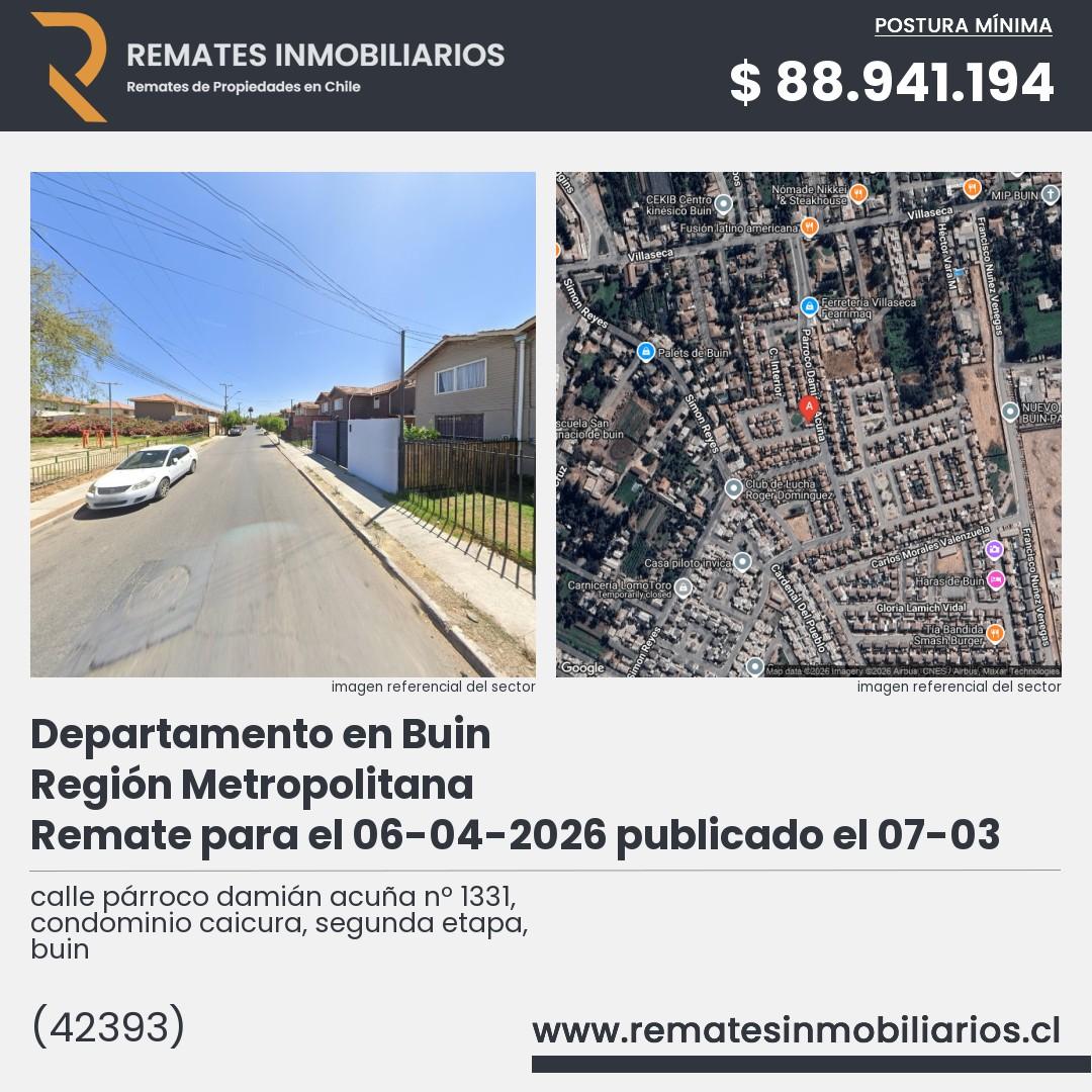 Imagen ficha calle párroco damián acuña nº 1331, condominio caicura, segunda etapa, buin