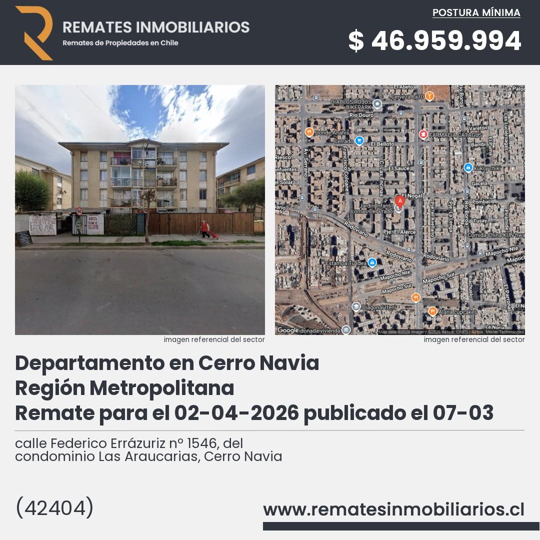 Imagen ficha calle Federico Errázuriz nº 1546, del condominio Las Araucarias, Cerro Navia