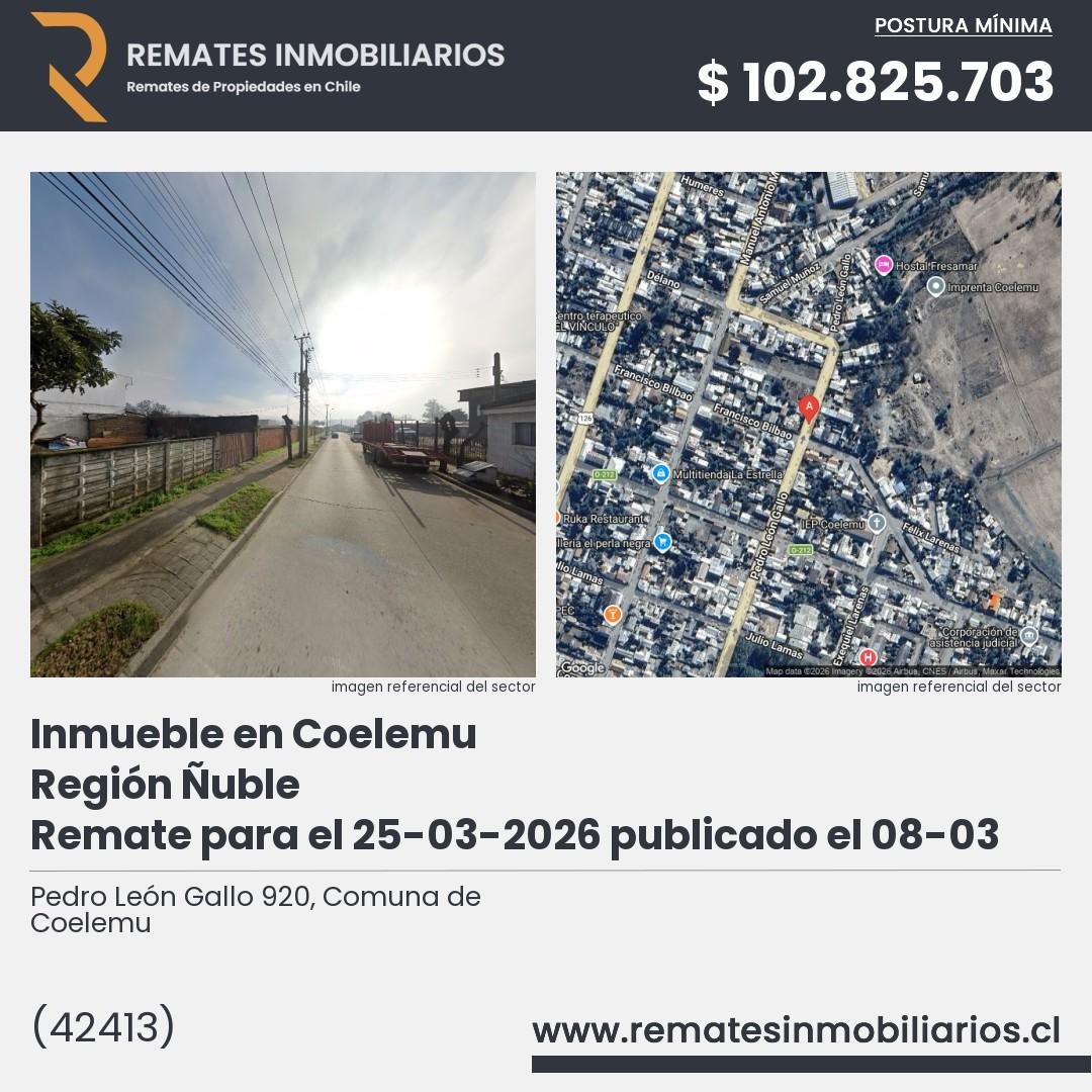 Imagen ficha Pedro León Gallo 920, Comuna de Coelemu