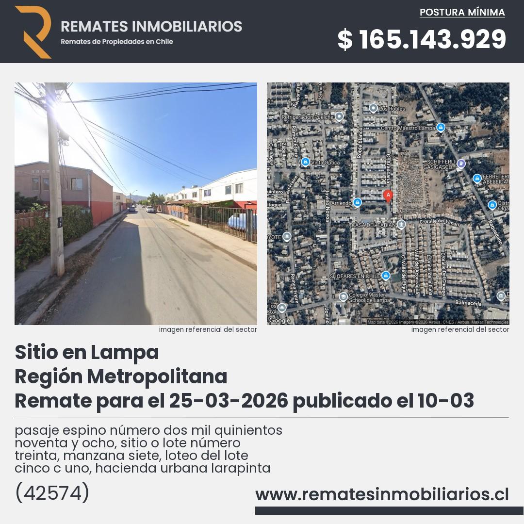Imagen ficha pasaje espino número dos mil quinientos noventa y ocho, sitio o lote número treinta, manzana siete, loteo del lote cinco c uno, hacienda urbana larapinta