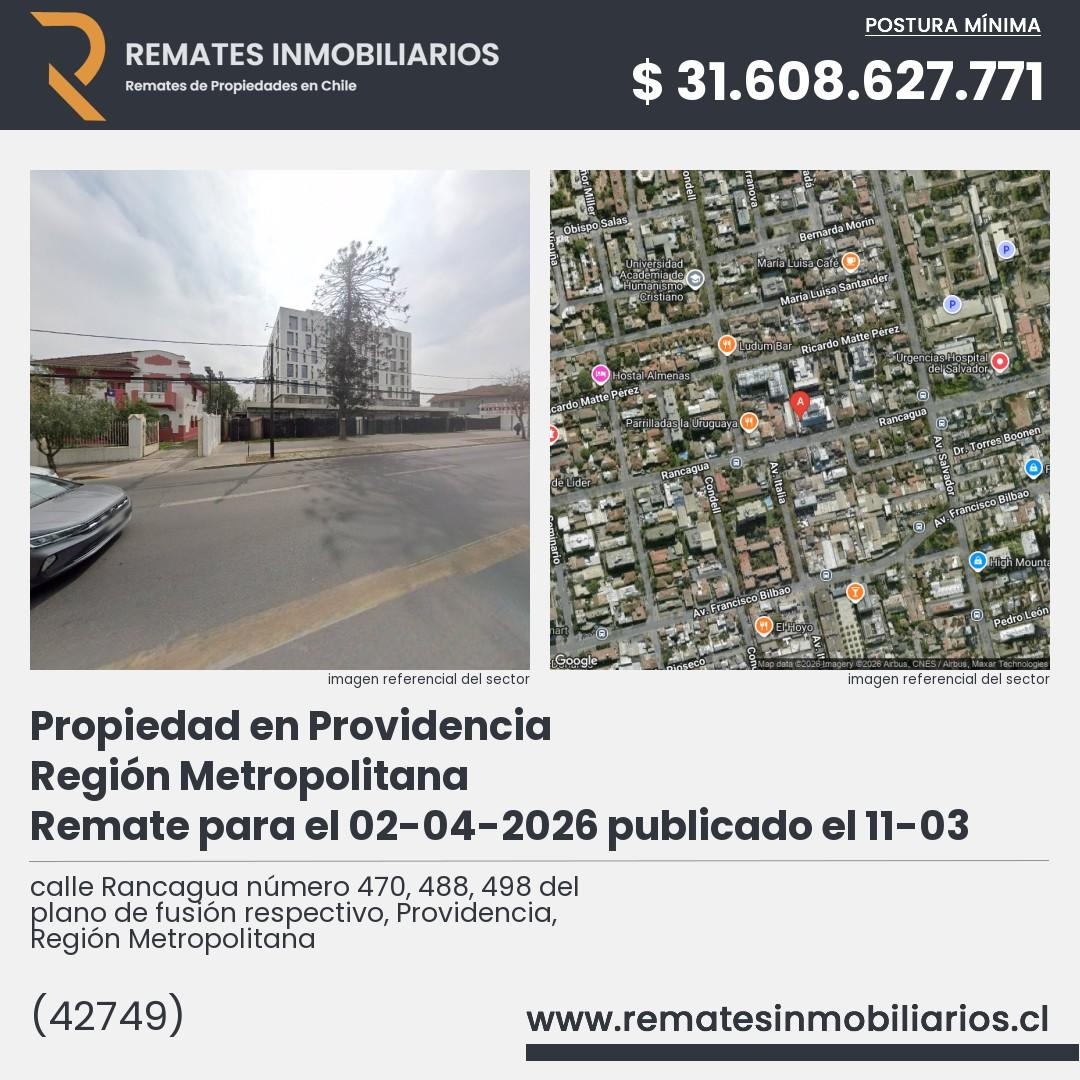 Imagen ficha calle Rancagua número 470, 488, 498 del plano de fusión respectivo, Providencia, Región Metropolitana