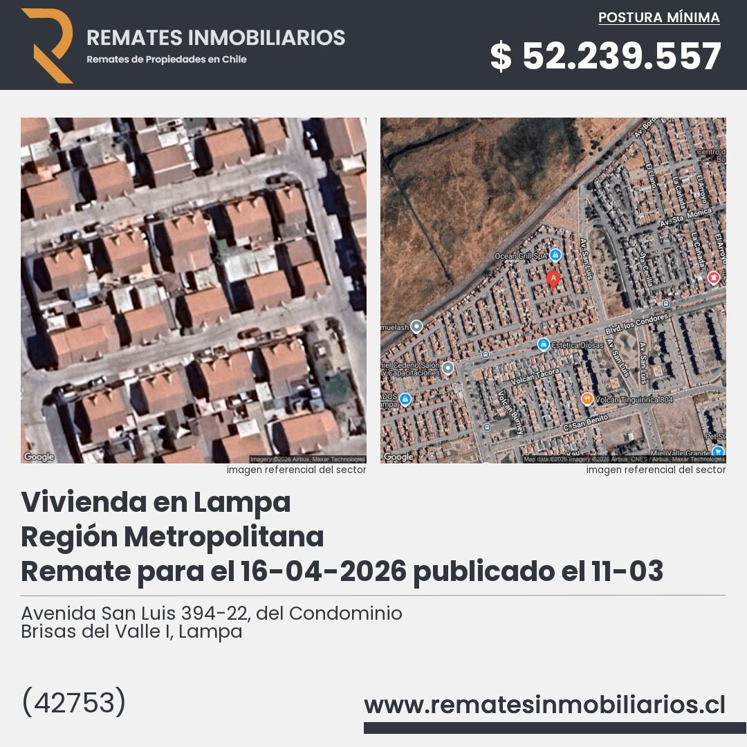 Imagen ficha Avenida San Luis 394-22, del Condominio Brisas del Valle I, Lampa