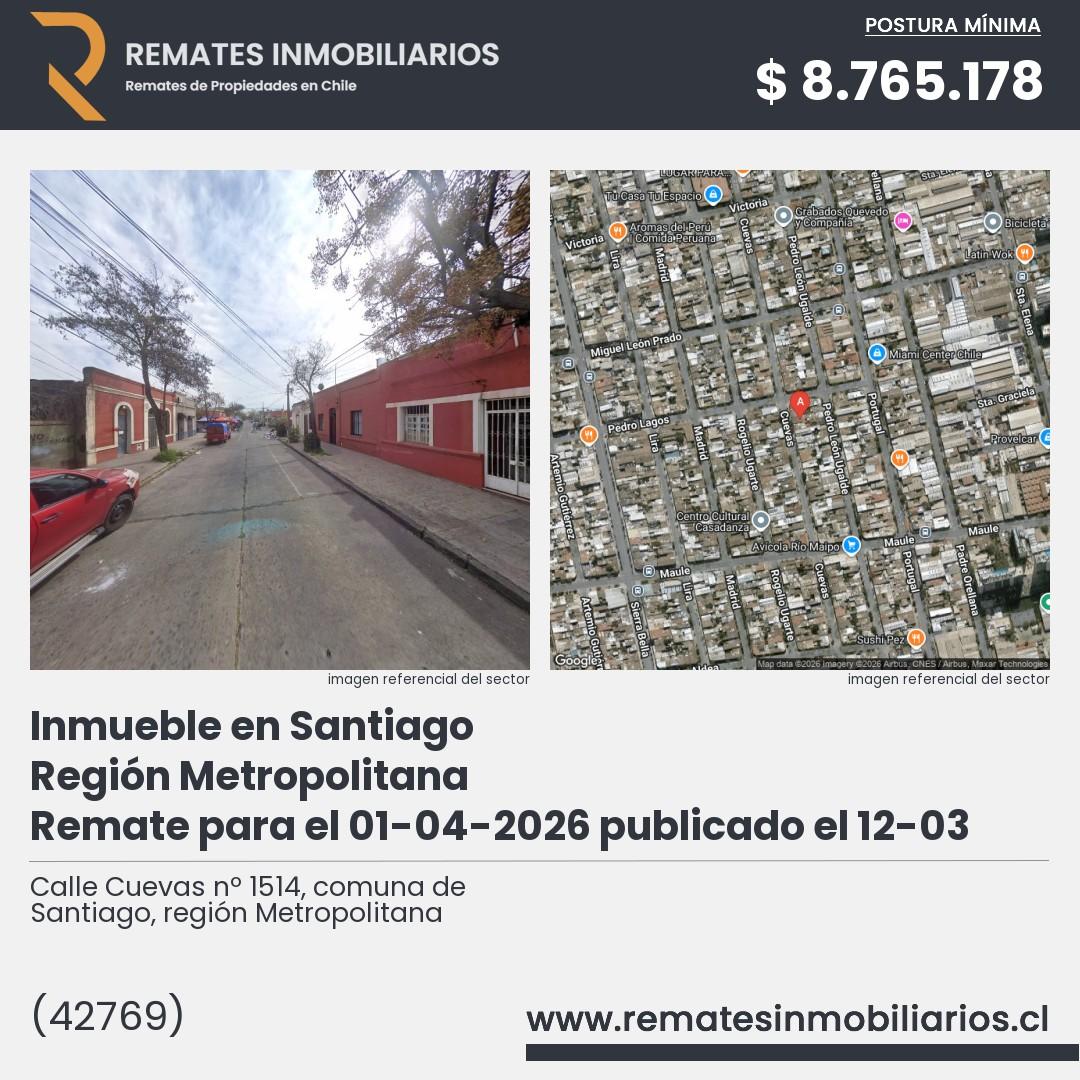 Imagen ficha Calle Cuevas nº 1514, comuna de Santiago, región Metropolitana