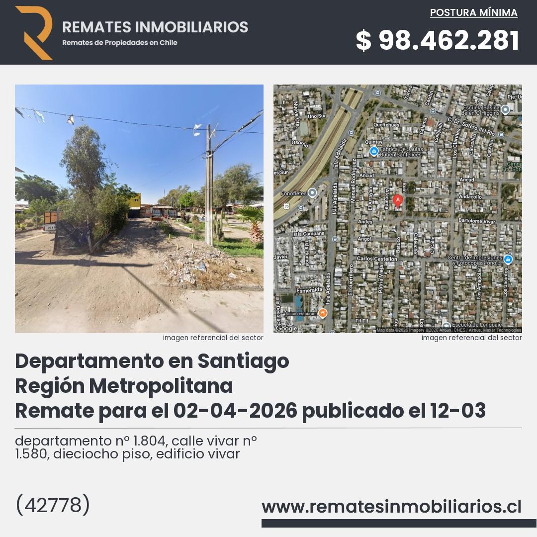 Imagen ficha departamento nº 1.804, calle vivar nº 1.580, dieciocho piso, edificio vivar