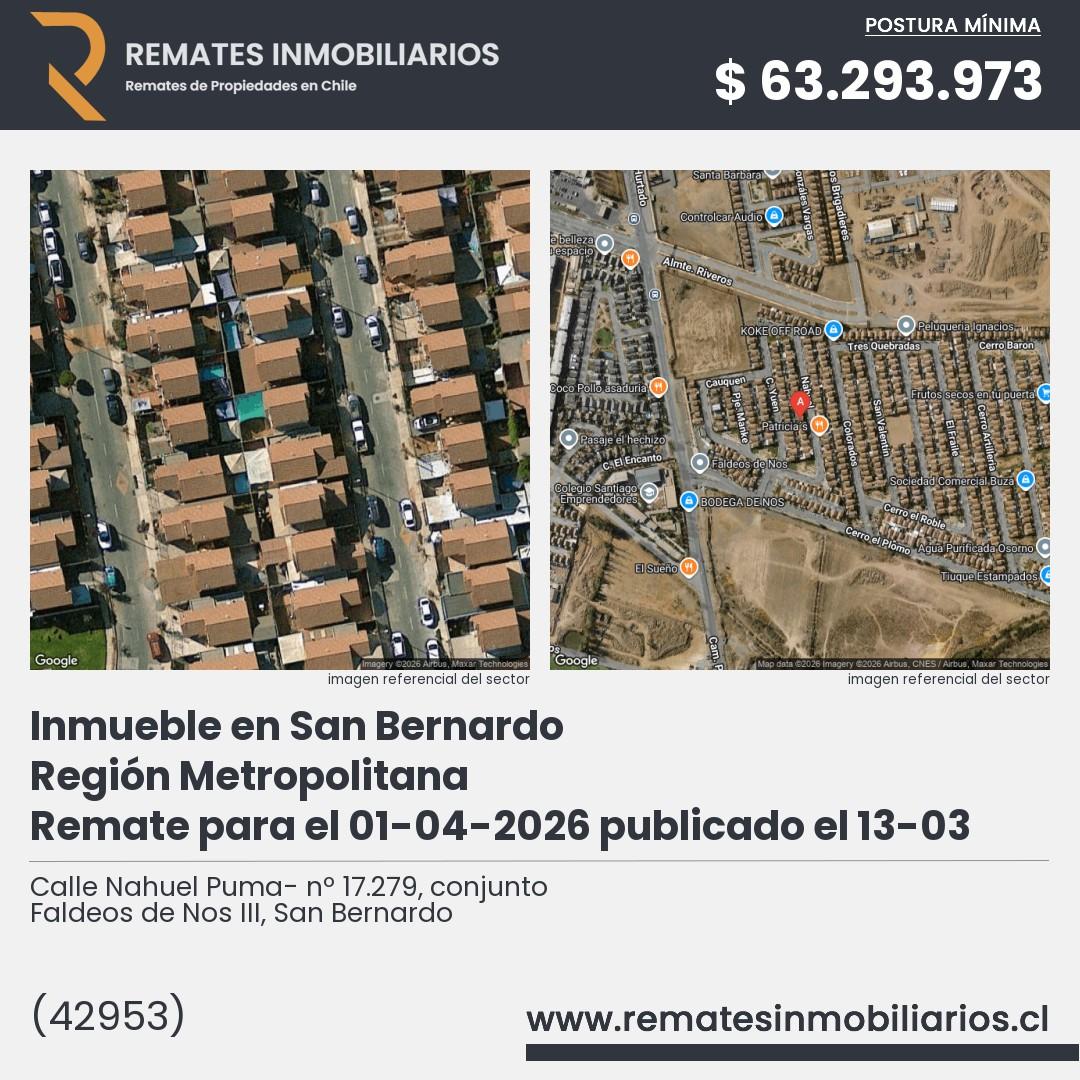 Imagen ficha Calle Nahuel Puma- nº 17.279, conjunto Faldeos de Nos III, San Bernardo