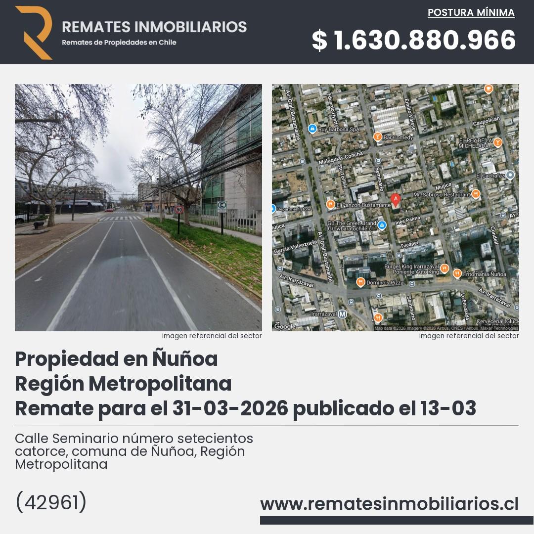 Imagen ficha Calle Seminario número setecientos catorce, comuna de Ñuñoa, Región Metropolitana