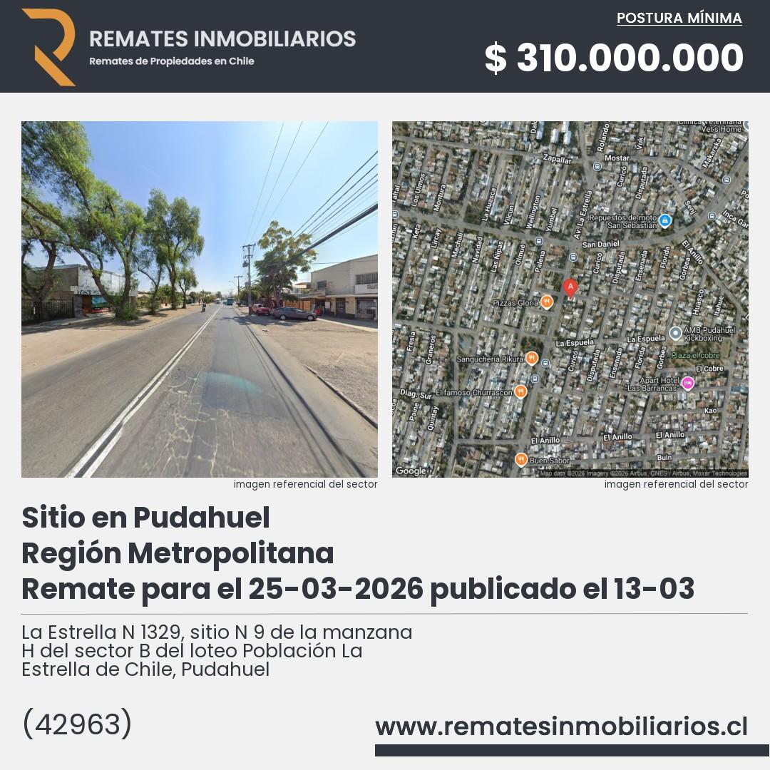 Imagen ficha La Estrella N 1329, sitio N 9 de la manzana H del sector B del loteo Población La Estrella de Chile, Pudahuel